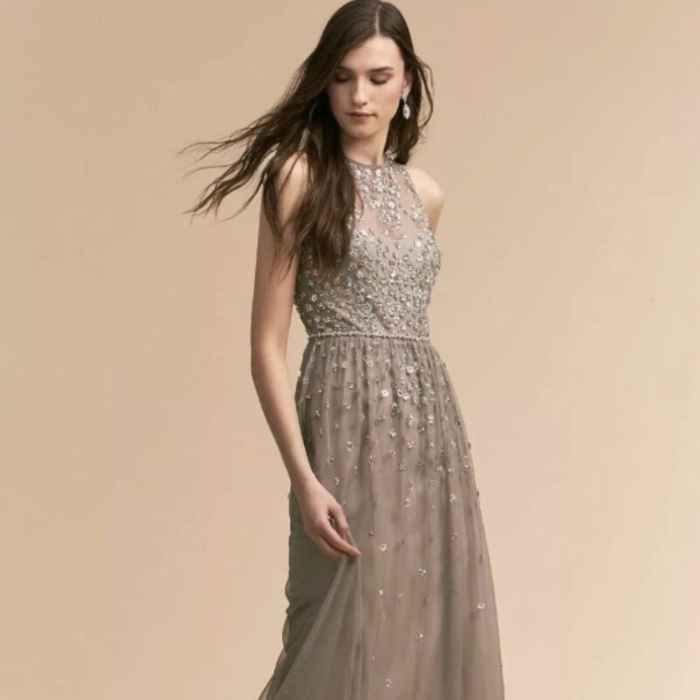 Anthropologie x BHLDN Ginny Silver Grey Sequin Dress, Size 4, Like new condition